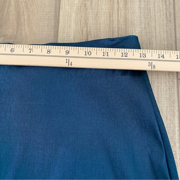 Vintage Tadashi Two-Piece Set Sz 4 Teal Satin Skirt Blouse Wedding Event 90s Y2K - Picture 15 of 16